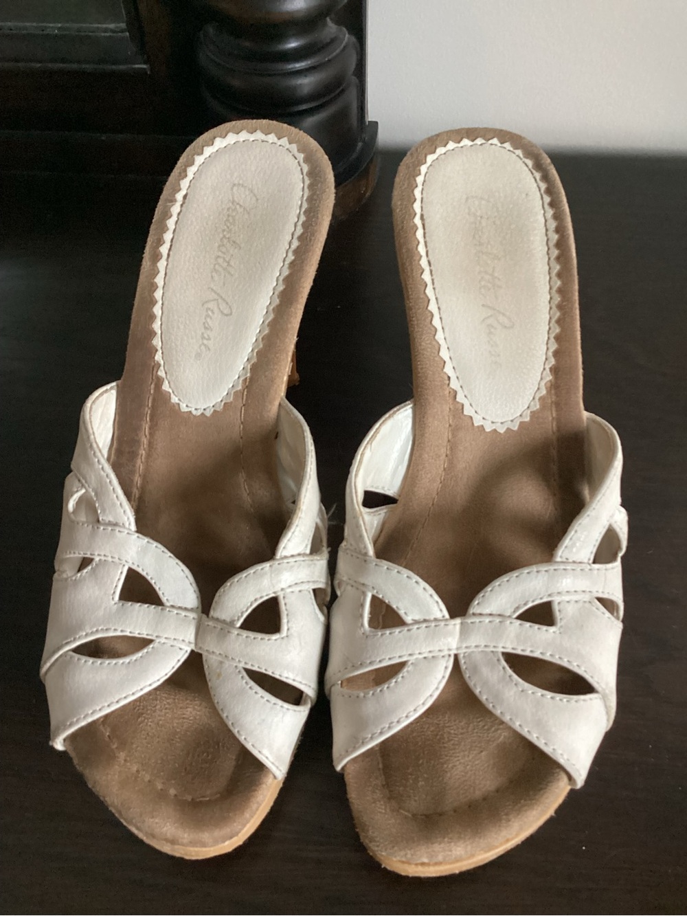 Vintage Y2K Charlotte Russe White Cutout Mules